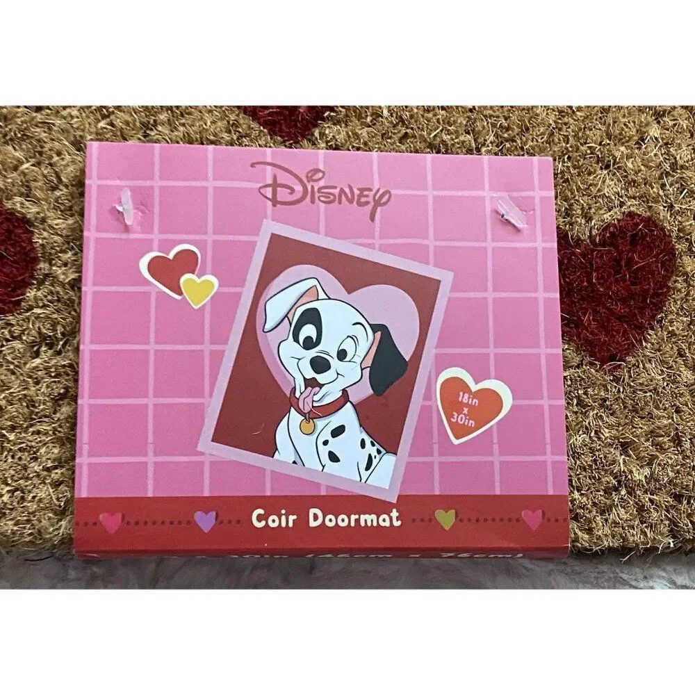 Disney 101 Dalmatians Coir Door Mat Outdoor Valentines‎ Love Hearts 18 X 30” NEW
